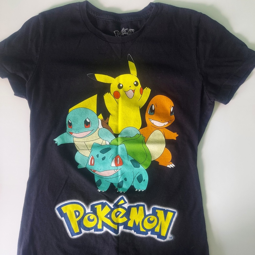 Pokeman womens Graphic T Shirt Black M Short Sleeve‎